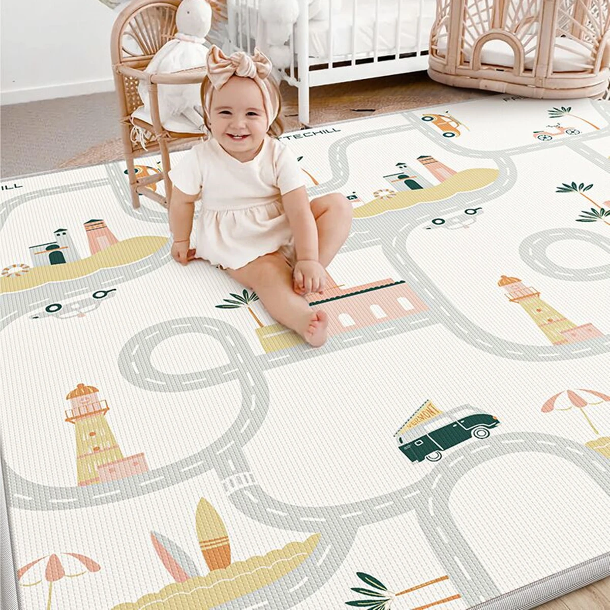 Alfombra de juego plegable no tóxica para gatear y gimnasio infantil - imagen 4