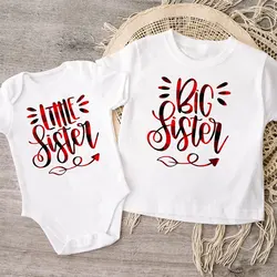 Conjunto a juego para hermana mayor y pequeña – Camiseta, mono y body