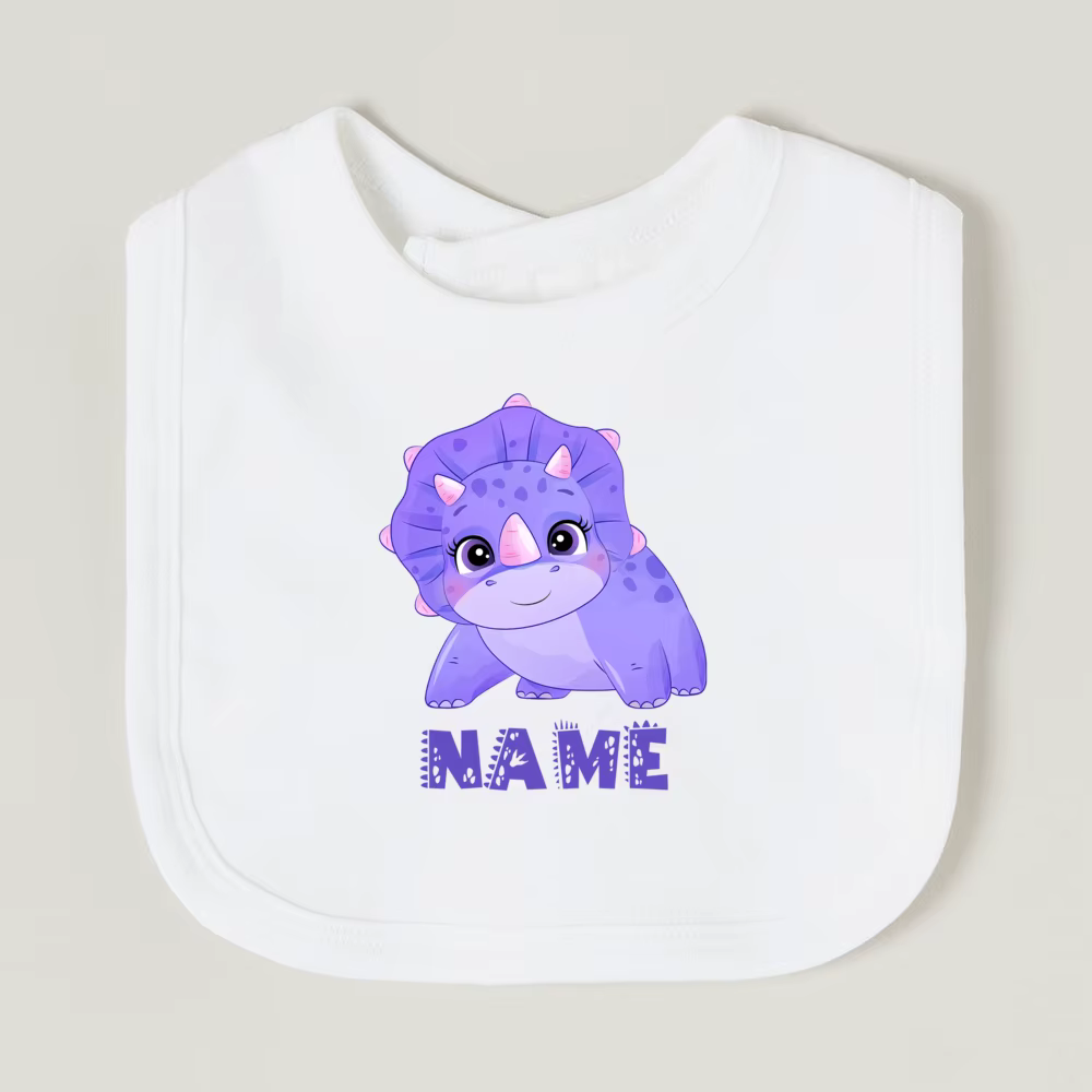 Babero dinosaurio personalizado – Algodón suave para bebé - imagen 5