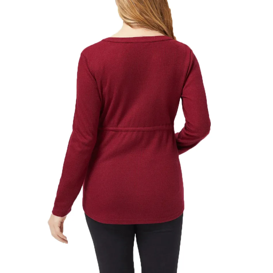 Camiseta de lactancia manga larga rojo vino, suave y cómoda - imagen 2
