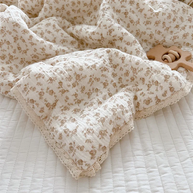 Juego ropa de cama para cuna: edredón y almohada de muselina floral - imagen 4