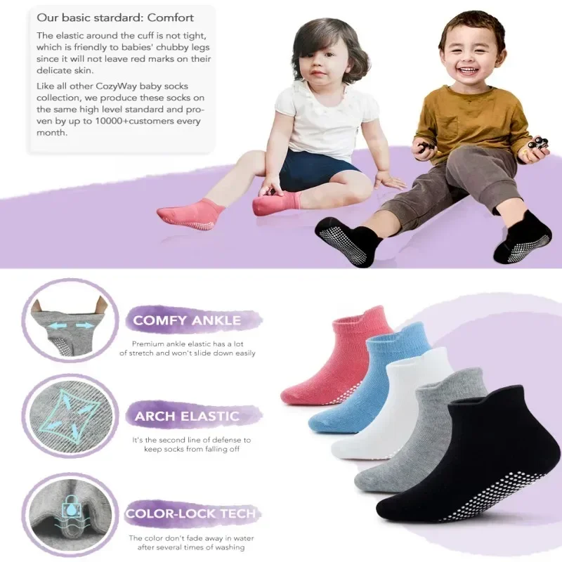 Calcetines antideslizantes de algodón para bebés y niños de barco - imagen 4