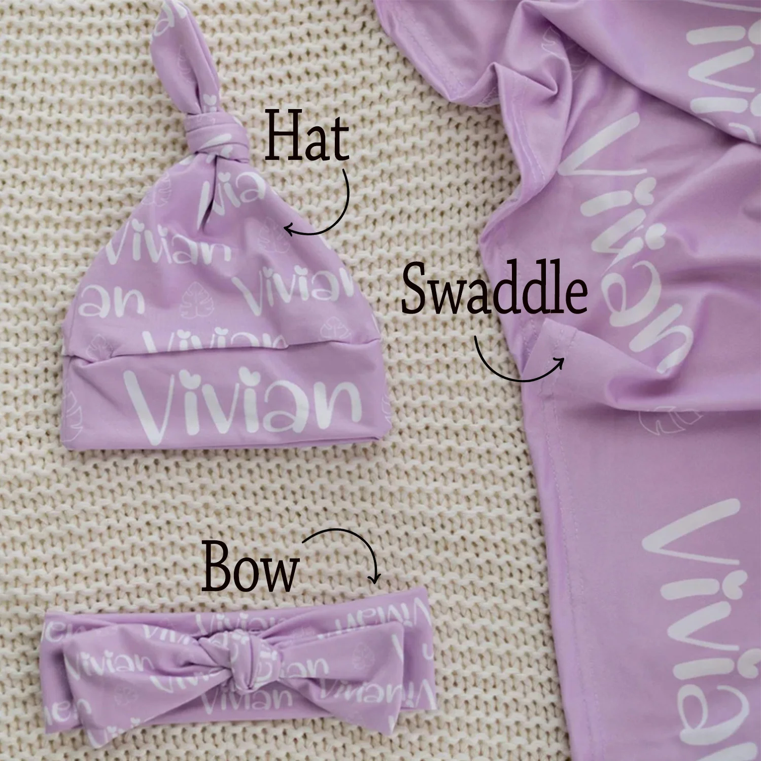 Conjunto personalizado de bebé con gorro y envoltura
