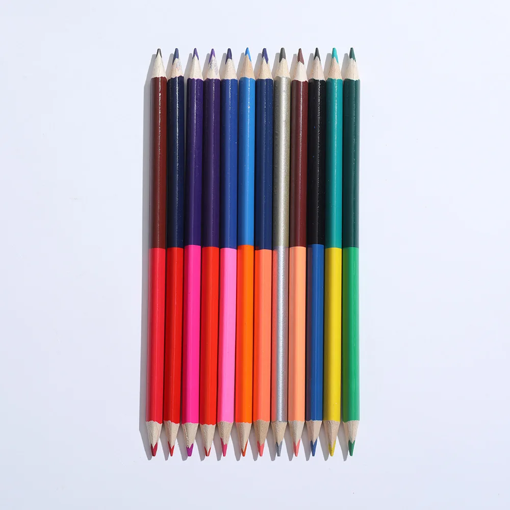 Lápices de colores en madera dobles para dibujar - Conjunto escolar