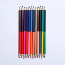 Lápices de colores en madera dobles para dibujar - Conjunto escolar