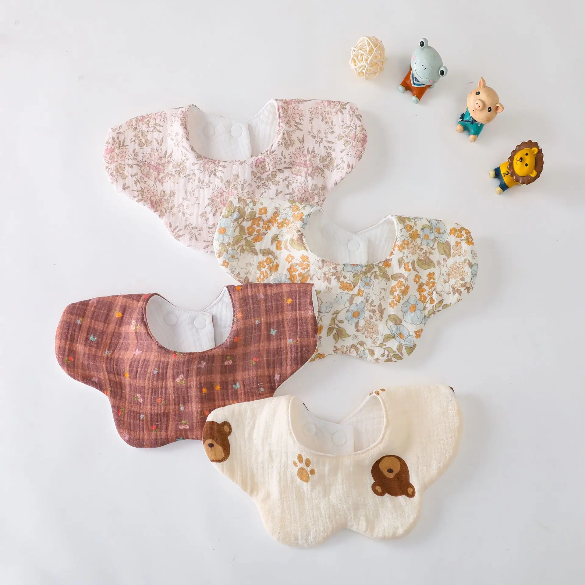 Baberos de bebé gruesos extra absorbentes con estampado floral