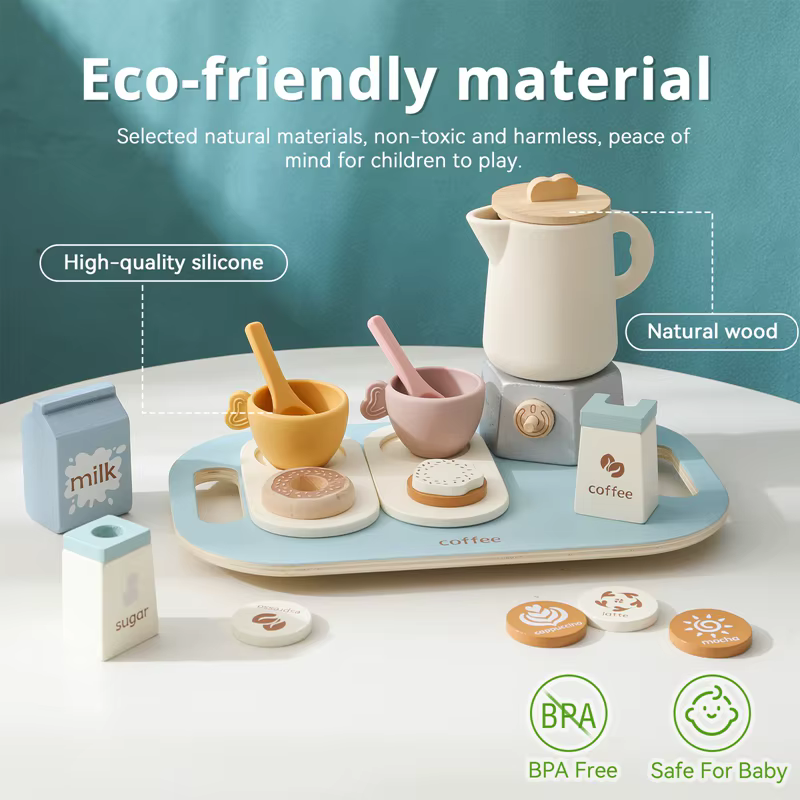 Tetera Montessori de madera – Set de té infantil para niños - imagen 3