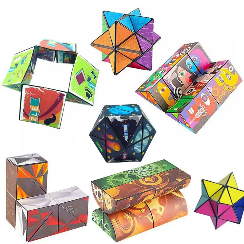 Cubo mágico antiestrés magnético para niños, rompecabezas infinito