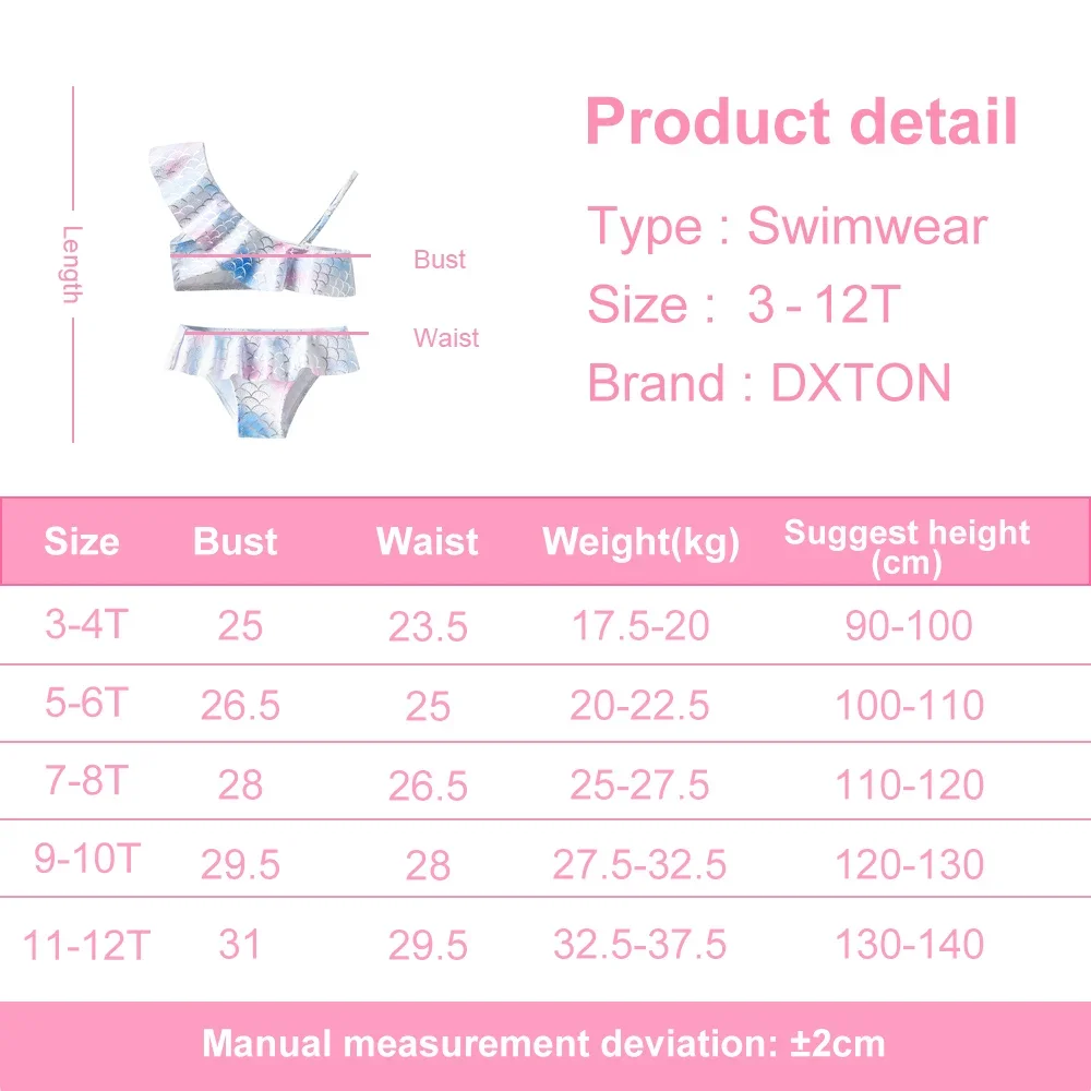 DXTON Traje de baño de sirena con tirantes para niña - imagen 4
