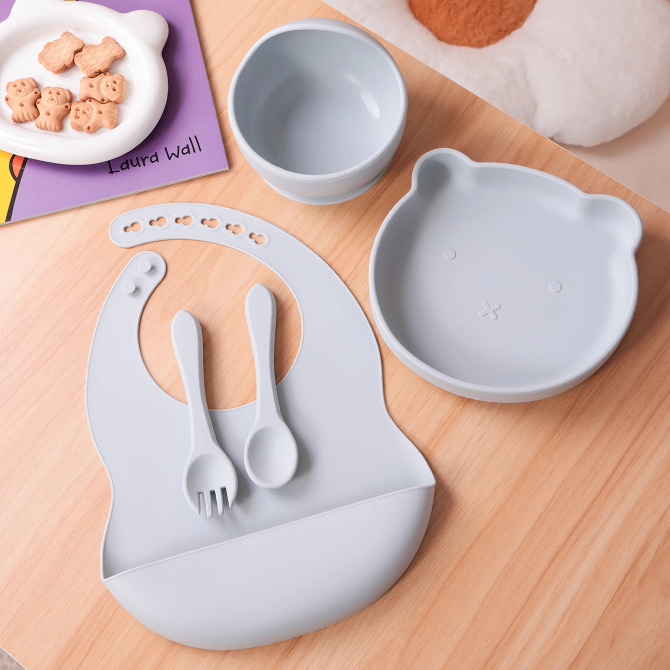 Set alimentación infantil en silicona: plato ventosa sin BPA para bebé - imagen 2