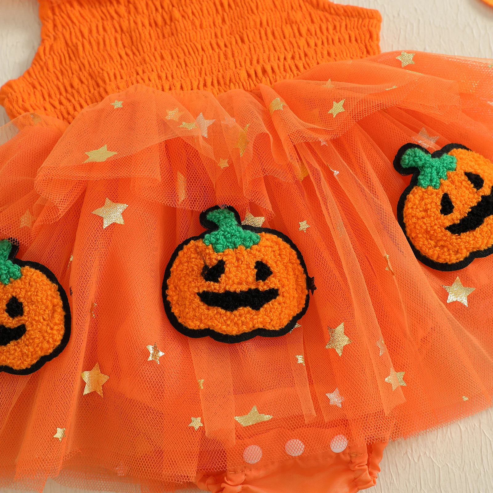 Pelele tul de recién nacido para niña Halloween calabazas - imagen 2