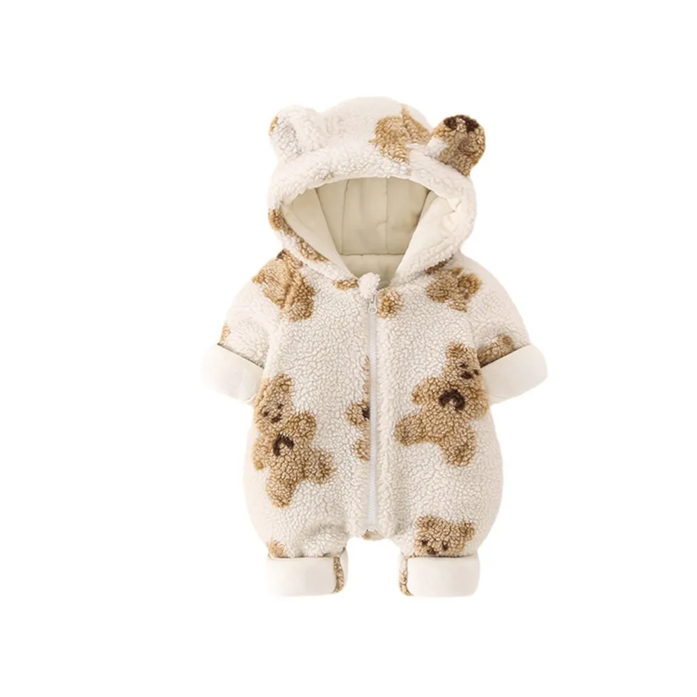Somenie pelele con capucha de forro polar para bebés otoño/invierno - imagen 3