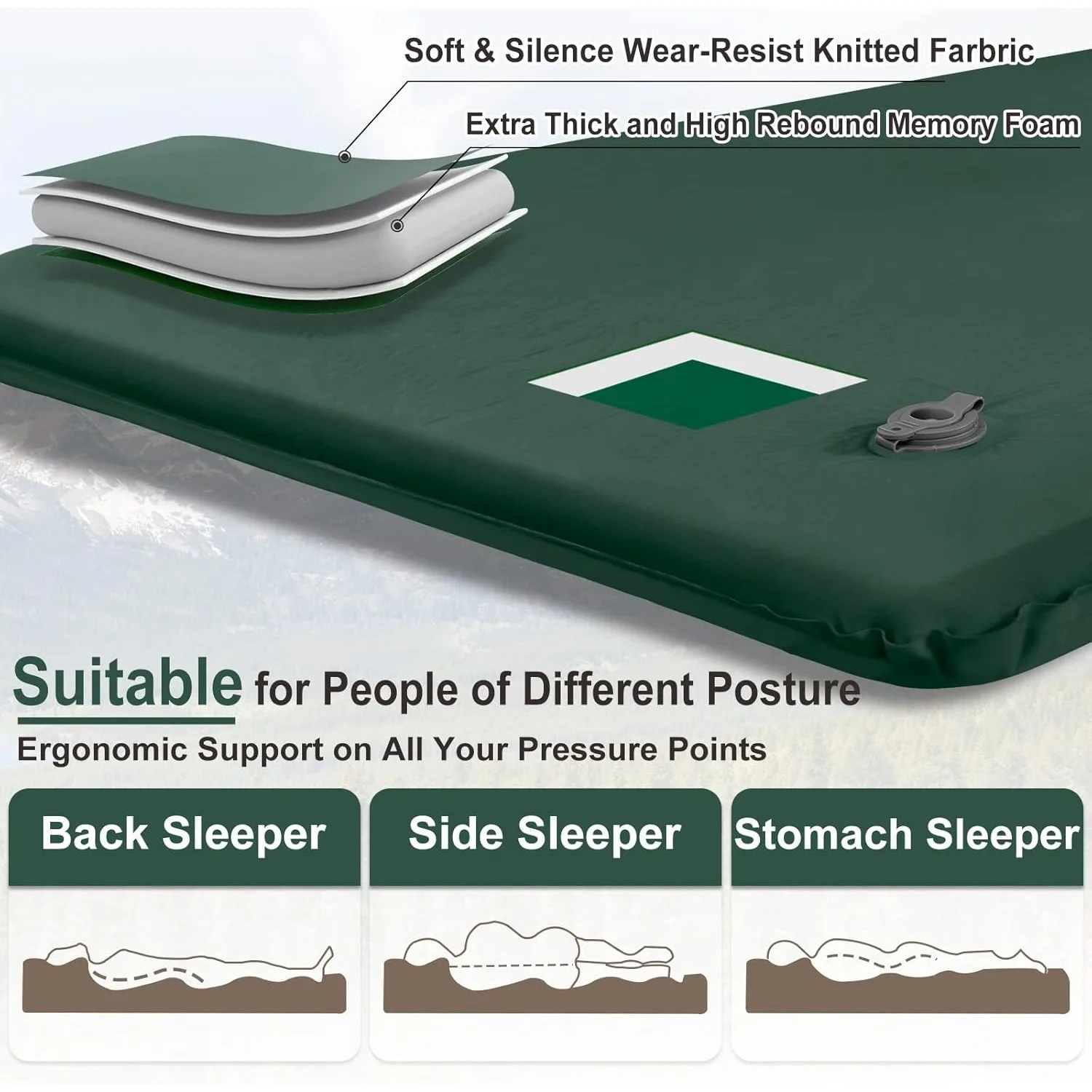 Colchoneta autoinflable para dormir: espuma viscoelástica gruesa