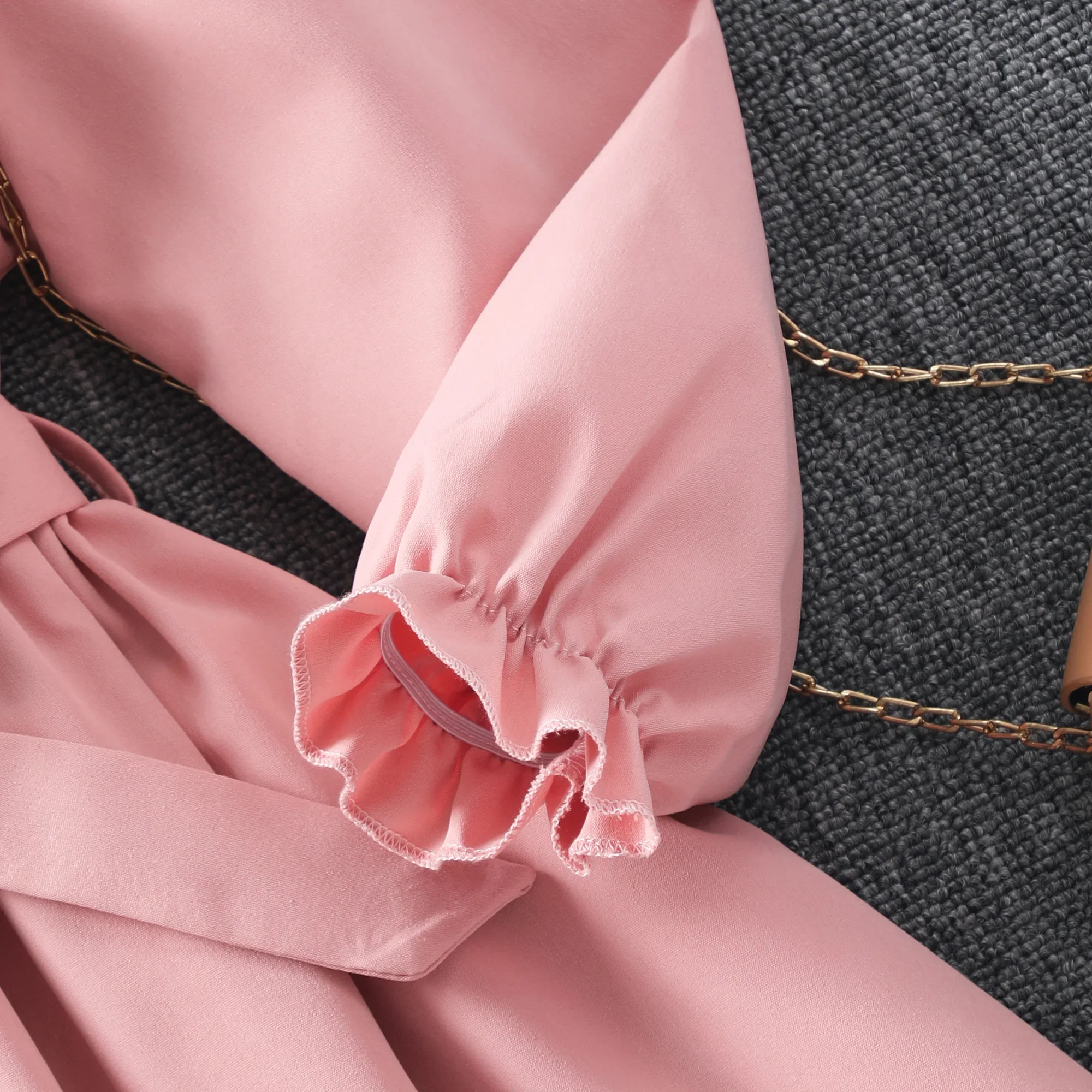 Vestido niña de manga larga sólido con botonadura para otoño - imagen 5