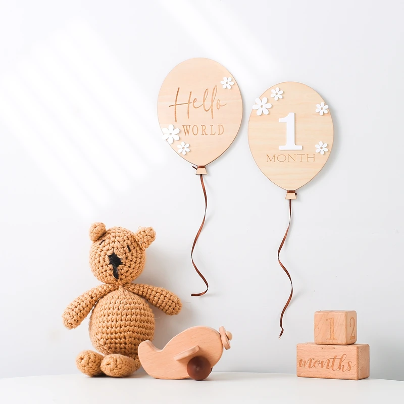 Placa de madera para bebé estilo coreano – Registro floral fotografía - imagen 3