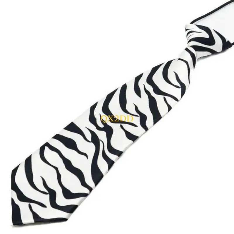Corbata elástica infantil rayas arcoíris leopardo imitación seda