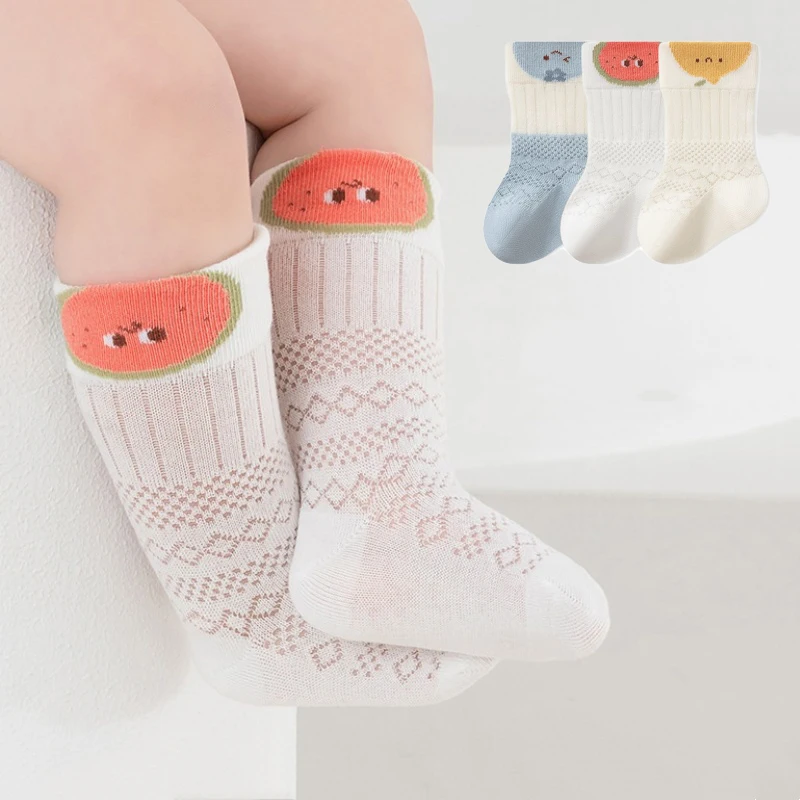 Calcetines finos de malla para bebé con dibujos animados