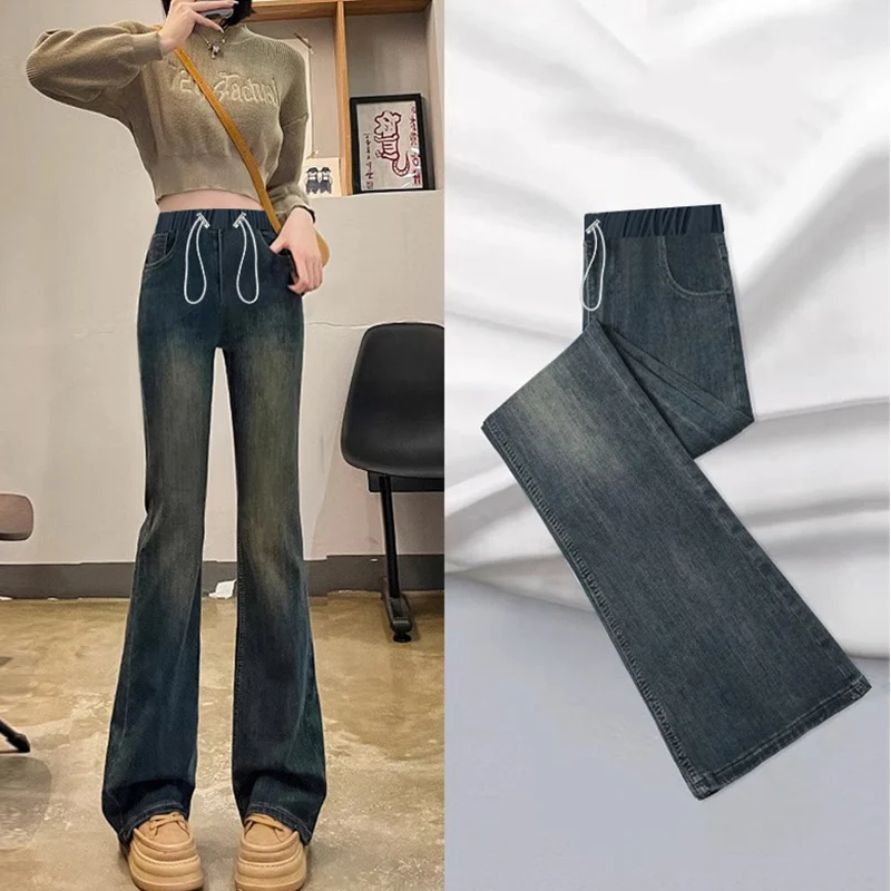 Jeans premamá vaqueros acampanados con cintura elástica y cordón - imagen 4