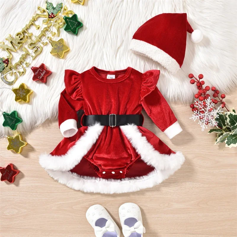 VISgogo mameluco navideño terciopelo bebé niña - imagen 2