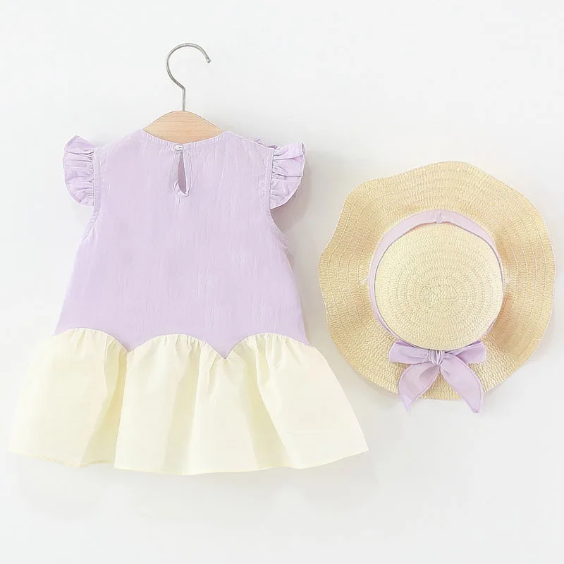 Vestido de verano de niña en algodón con sombrero solar - imagen 3