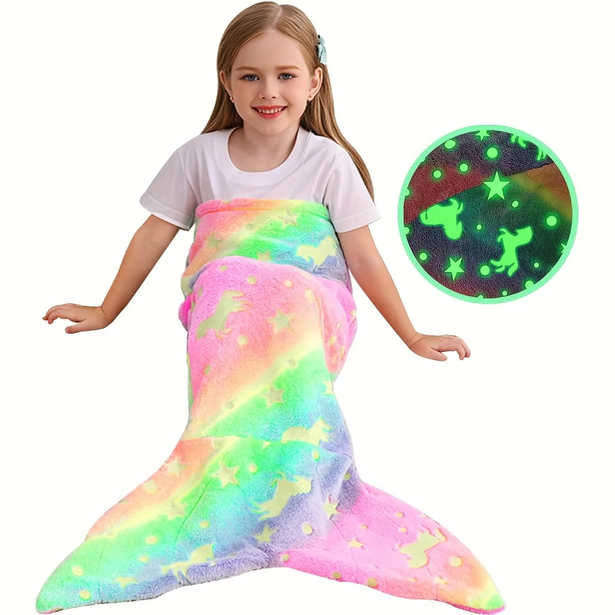 Manta de unicornio arcoíris – Suave y brillante para niñas - imagen 2