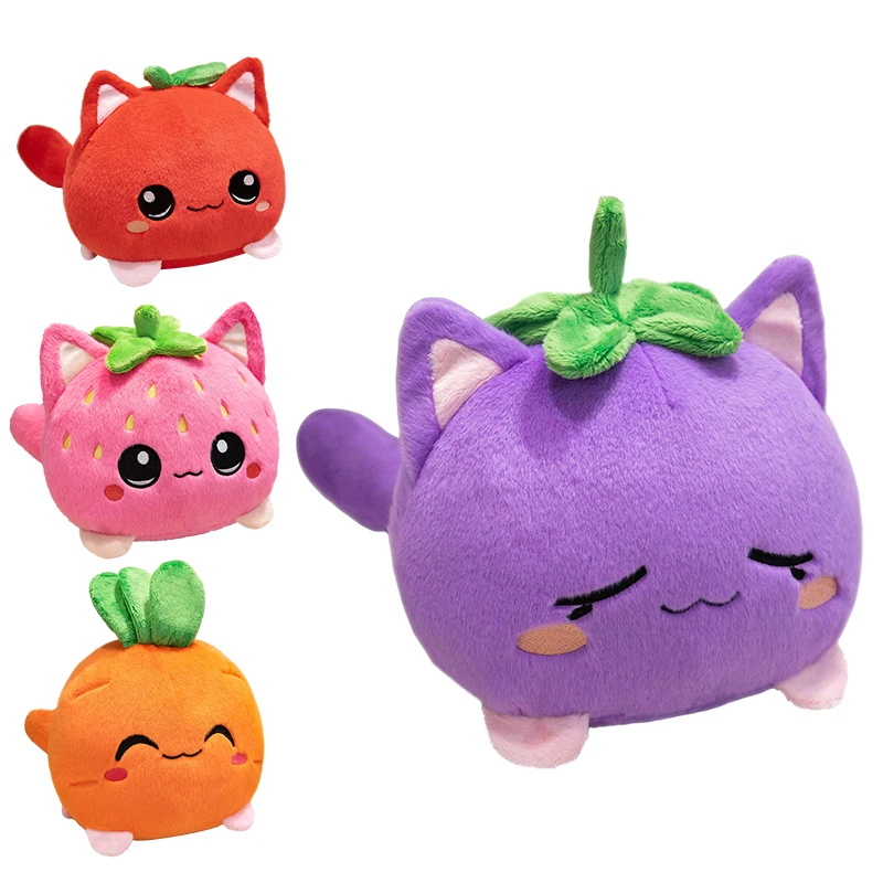 Peluche gatito fresa Kawaii rosa suave decorativo - imagen 3