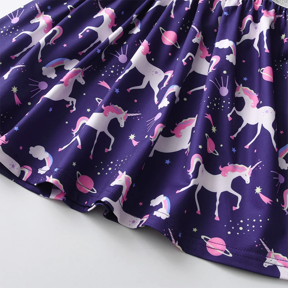 DXTON vestido de niña de algodón con manga acampanada y lentejuelas - imagen 2