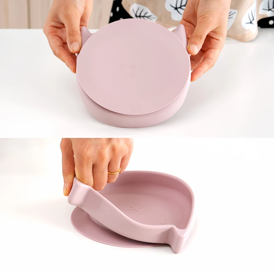 Plato de silicona con dibujo de gato sonriente