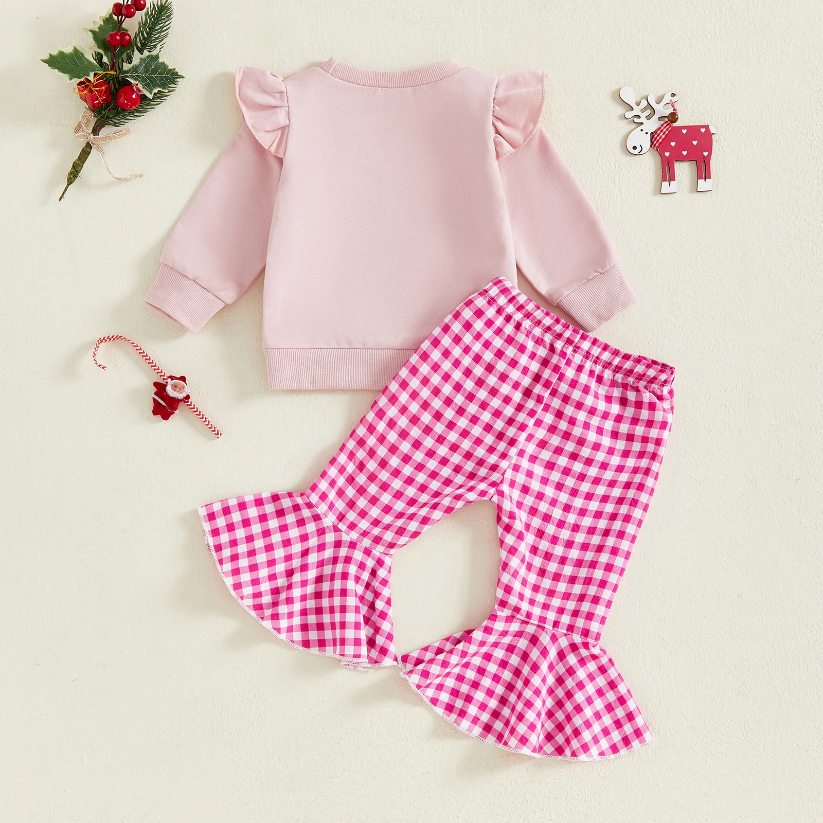 VISgogo Conjunto de niña Navidad con jersey y falda campana a cuadros