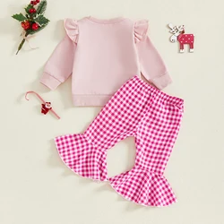 VISgogo Conjunto de niña Navidad con jersey y falda campana a cuadros