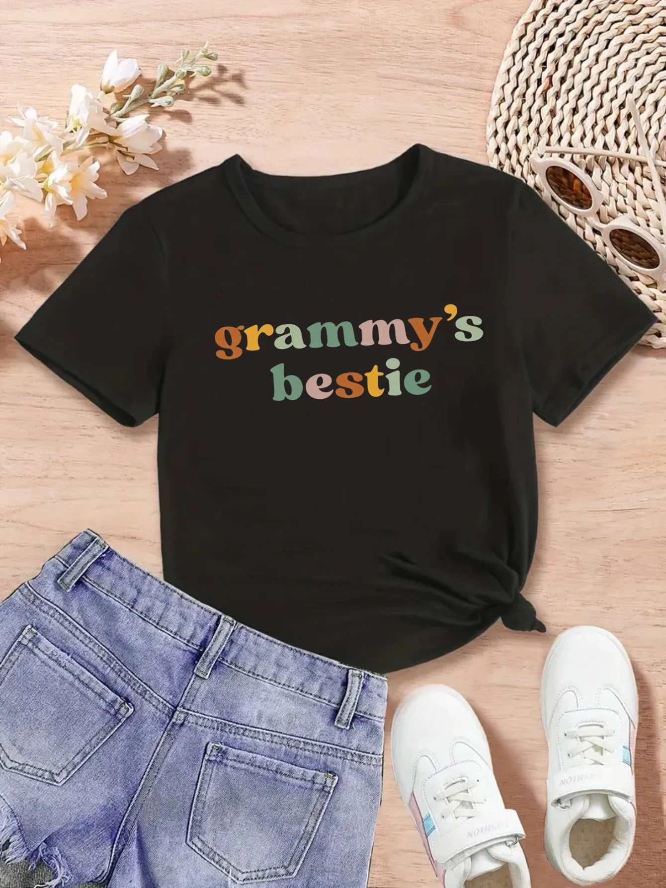 Camiseta retro para niña con estampado de letras veraniego - imagen 3