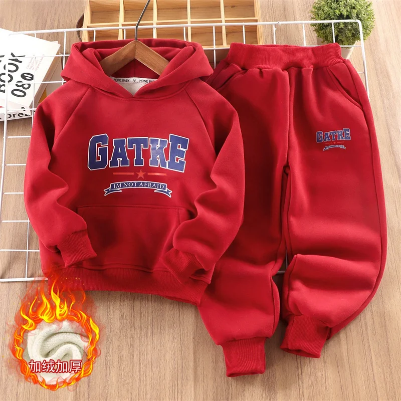 Conjunto de invierno para niños de lana con sudadera y capucha - imagen 3
