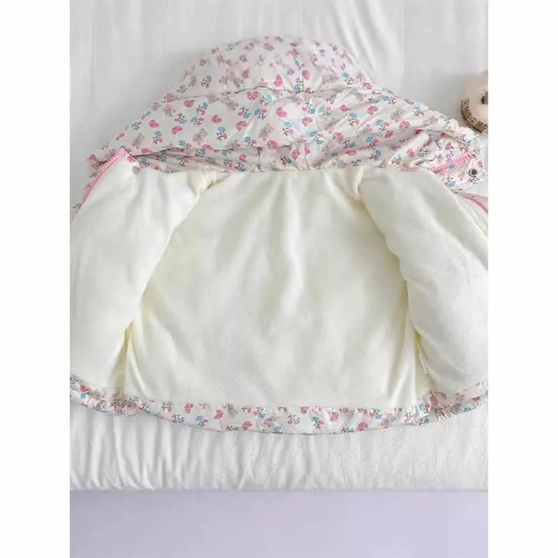 Abrigo acolchado de invierno para niña con cremallera y capucha - imagen 3