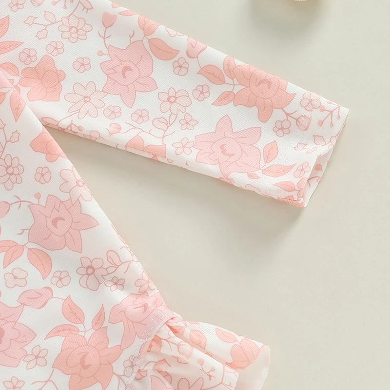 Bañador niña estampado floral, gorro de baño con volantes - imagen 2