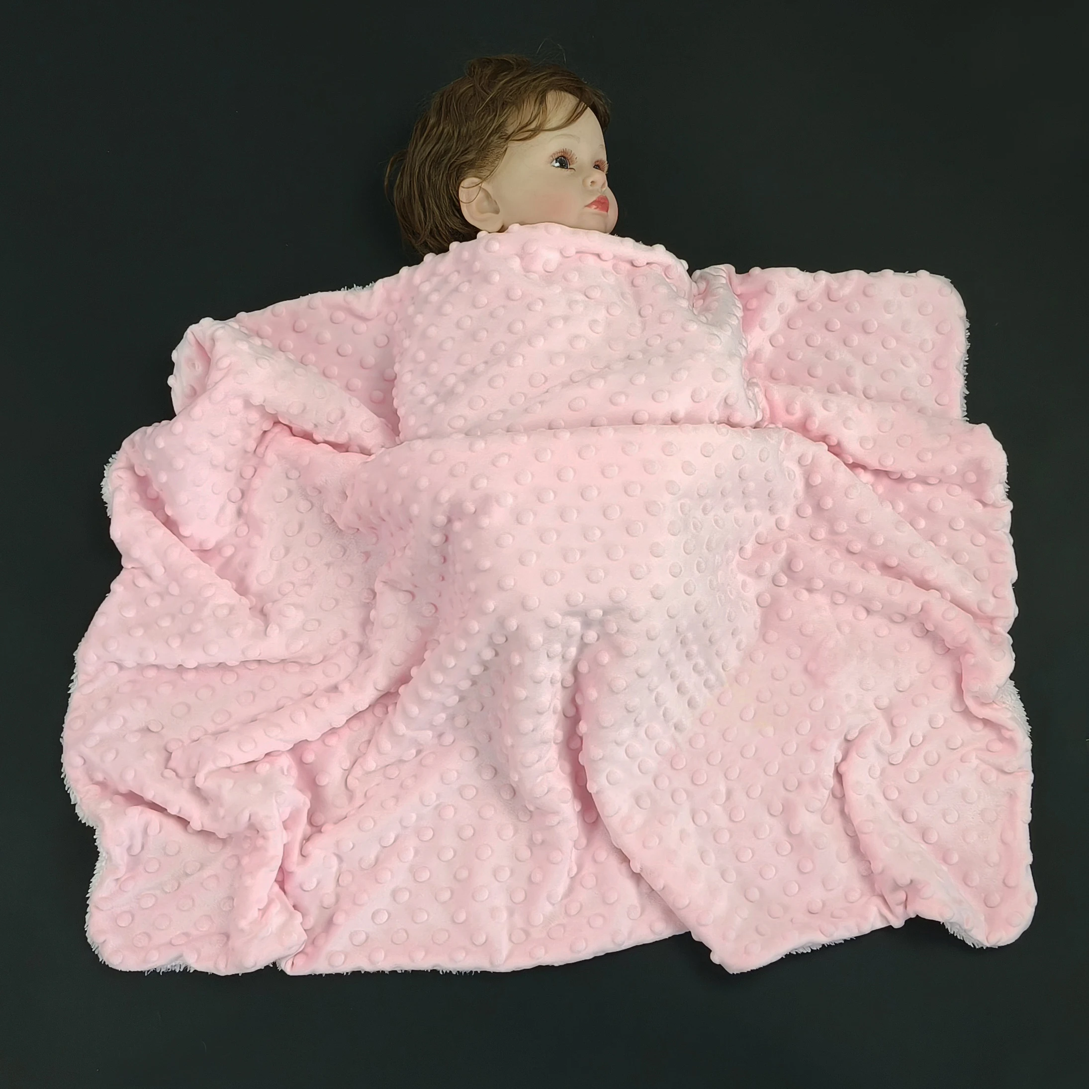 Manta para bebé Minky Sherpa - Recién nacido, suave y cálida en cama - imagen 3