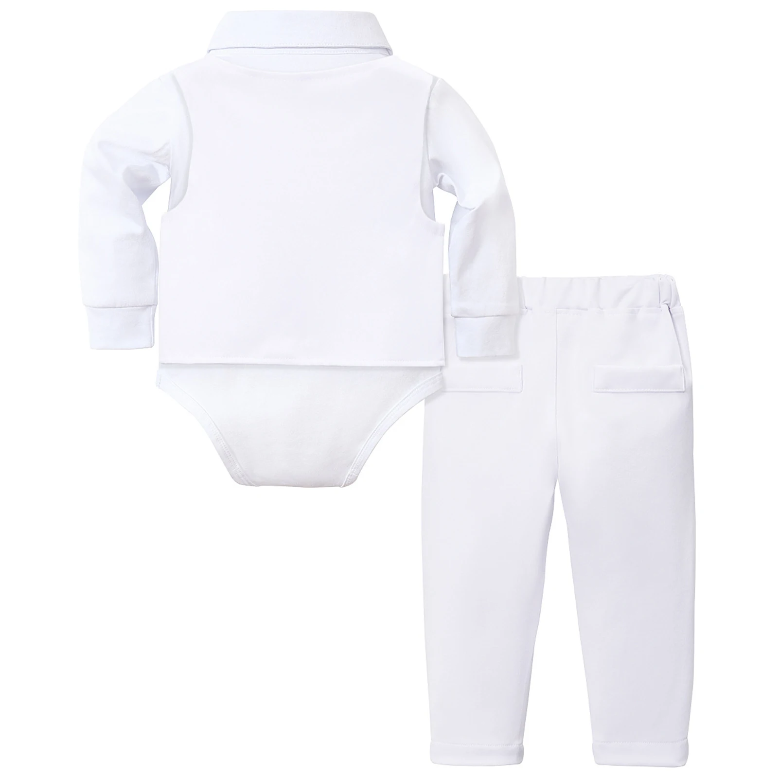 Conjunto bautizo bebé niño con pelele, chaleco y pajarita - imagen 4