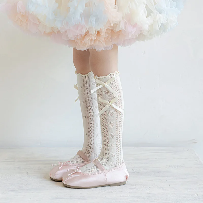 Calcetines de verano finos con volantes, lazo y corazón - imagen 3