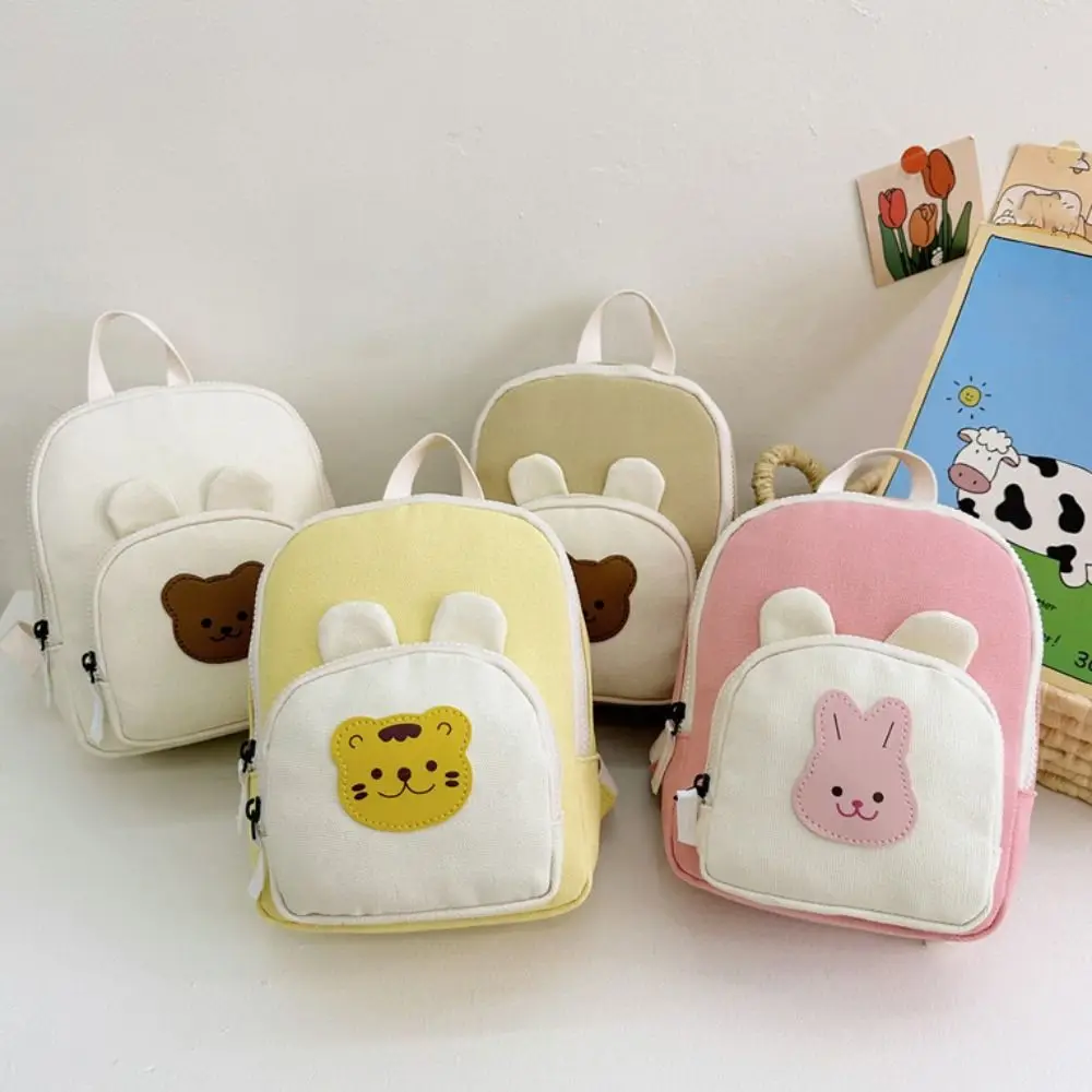 Mochila escolar de lona con dibujo de oso ajustable para niños - imagen 3