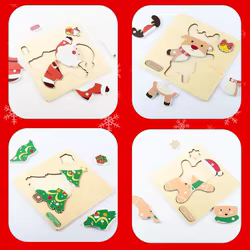 Rompecabezas de madera infantil Navidad con Papá Noel y reno
