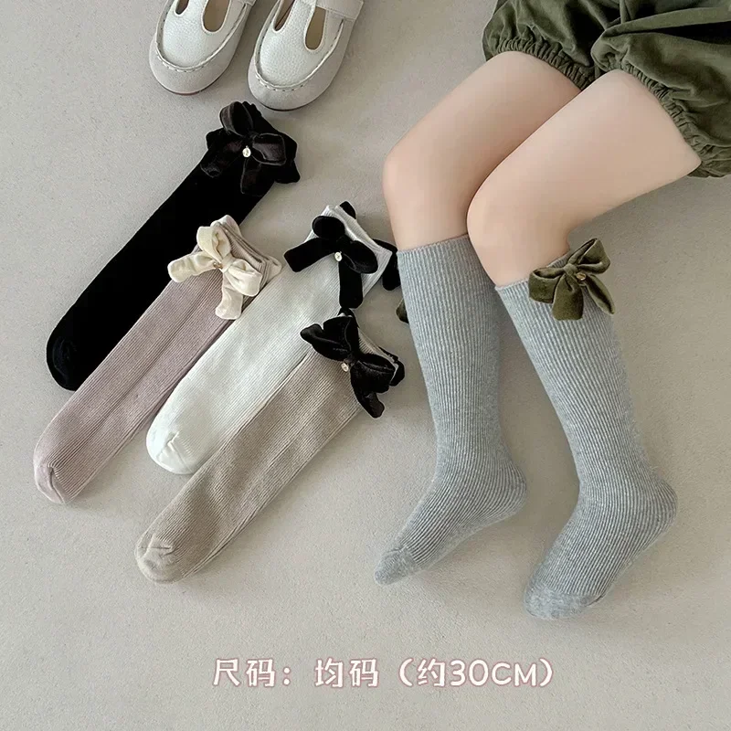 Calcetines altos con lazo de princesa - Algodón suave para niña, retro - imagen 3