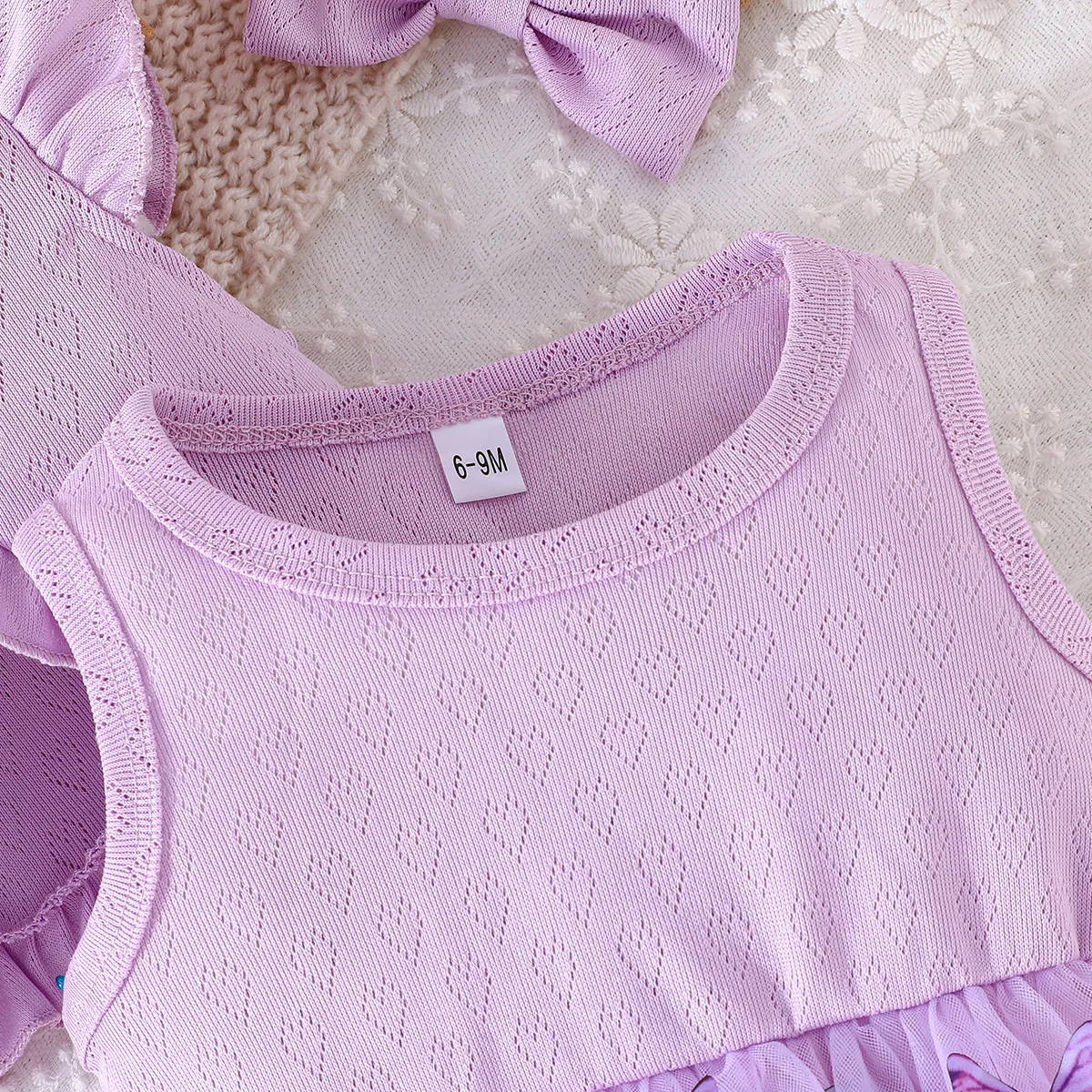 BC660 Conjunto veraniego para recién nacida: vestido mariposa y chal - imagen 4