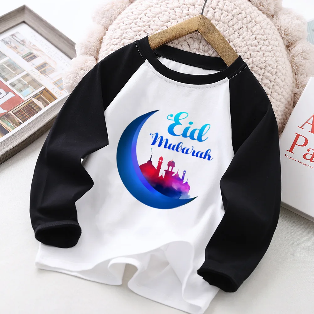 Camiseta infantil Eid Mubarak con estampado de luna para niños - imagen 3