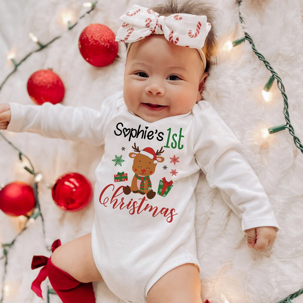 Body primera navidad bebé – Personalizado con nombre, manga larga - imagen 2
