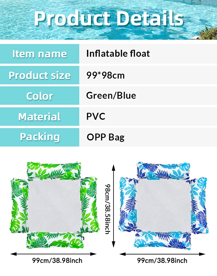 Asiento flotante individual inflable para usar en piscina y mar