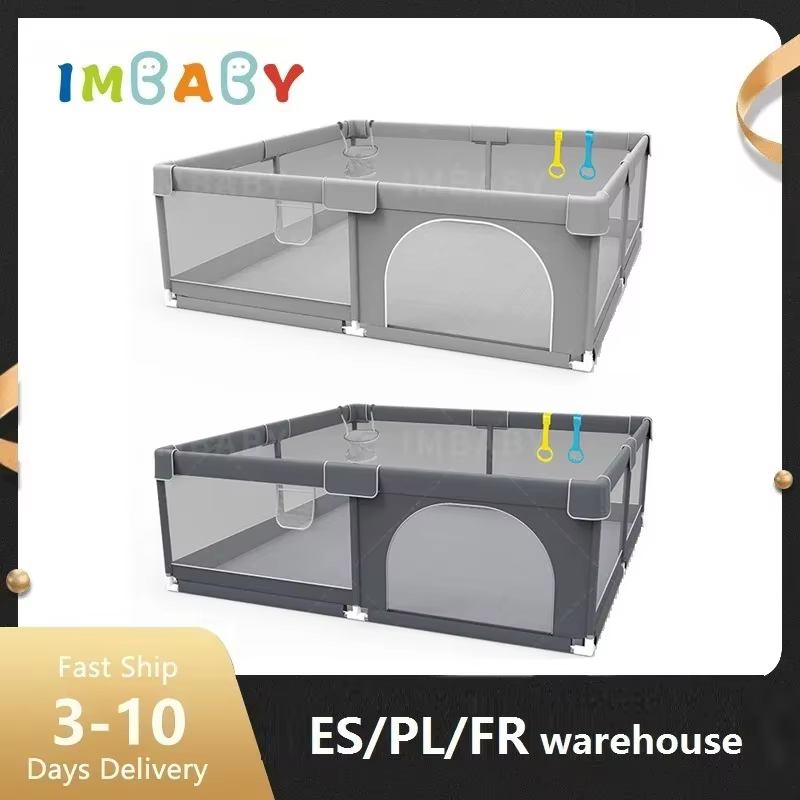 IMBABY Parque infantil gris con zona protección