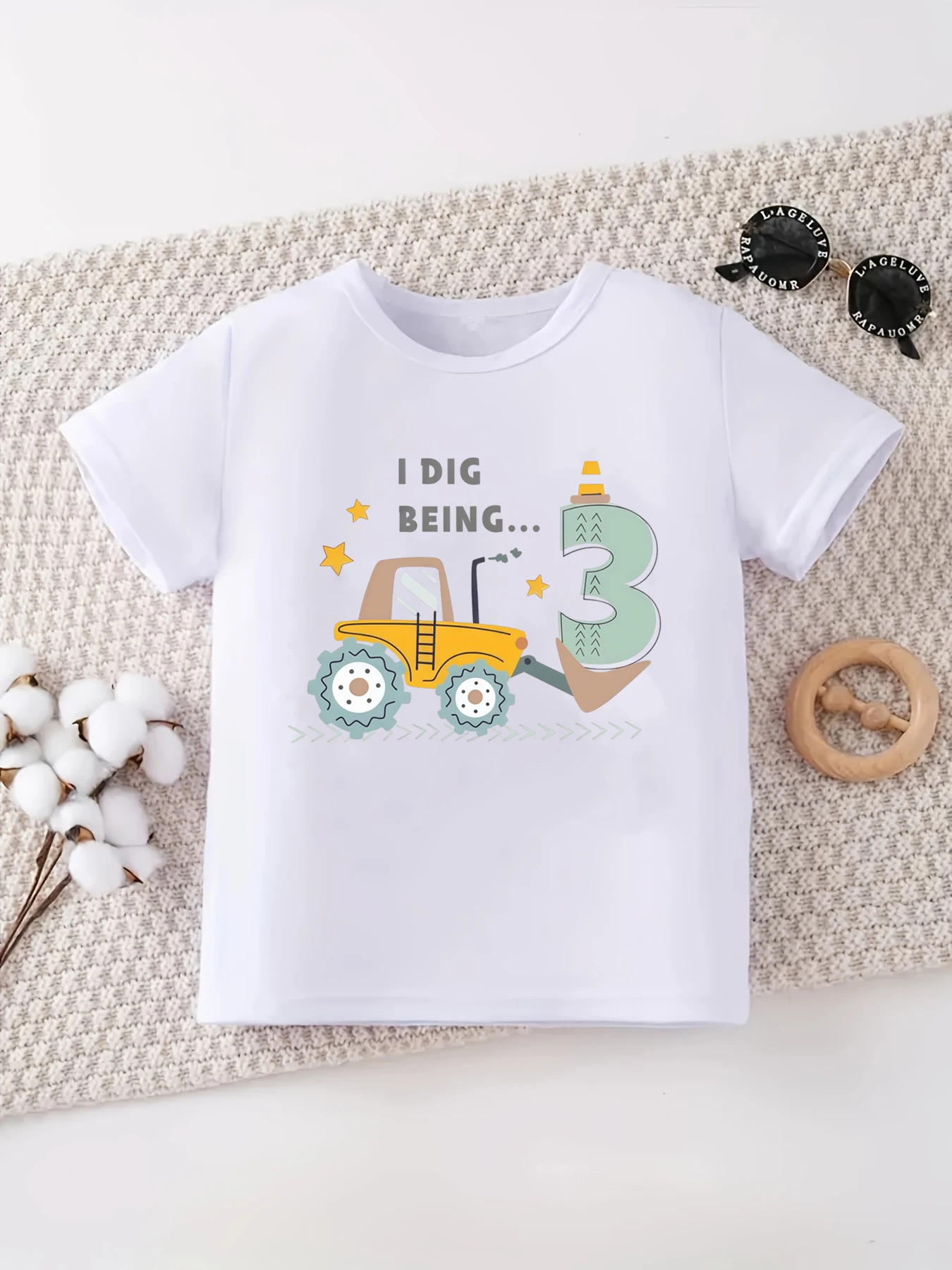Camiseta de niño I Dig Being excavadora 3rd manga corta verano - imagen 3