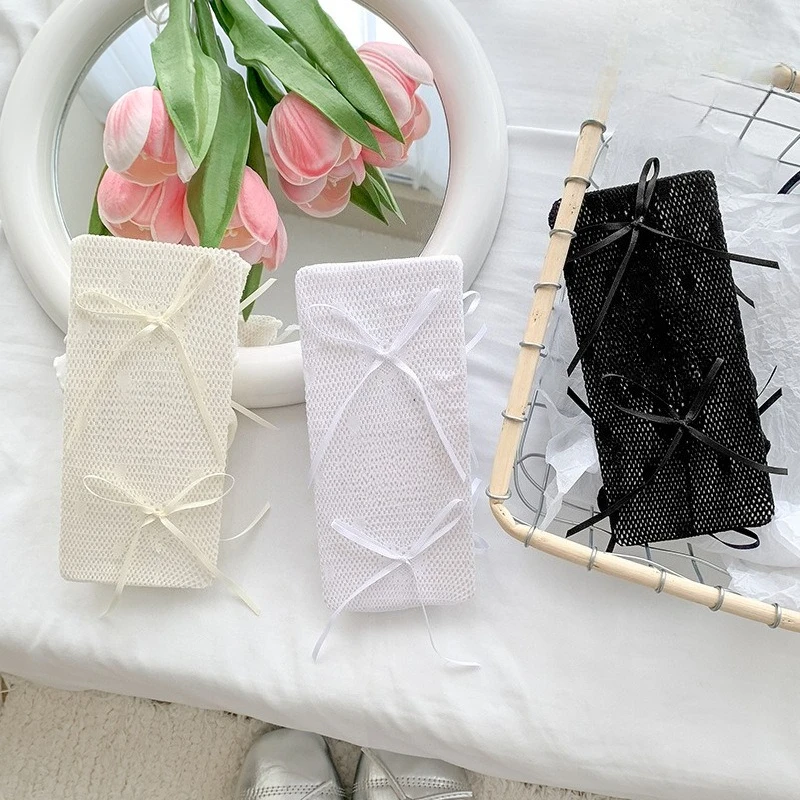 Pantimedias de rejilla con lazo para bebé estilo princesa - imagen 4
