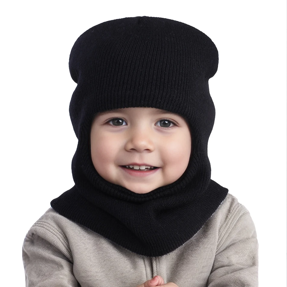 Gorro pasamontañas de invierno con bufanda integrada para bebé