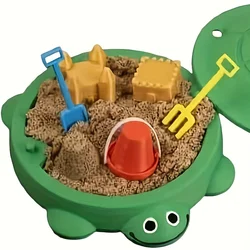 Mini caja de arena portátil para niños con herramientas y tapa