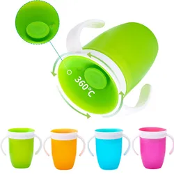 Vaso entrenador antivolcadura de silicona con asas para bebé – Aprendizaje sin messes